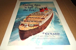 1954 CUNAR QUEEN ELIZABETH OCEAN CRUISER ORIGINAL ANZEIGE - Bild 1 von 1