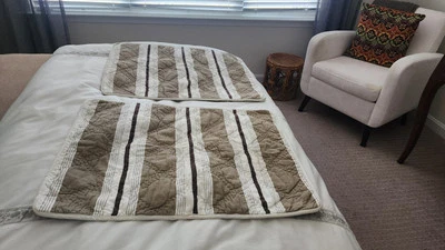 RH RESTORATION HARDWARE Quilted, Standard Pillow Shams (2),  Brown, Taupe, Cream - Image 1 of 4