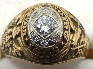 VINTAGE 14K 1952 West Point Military Academy LADIES Class  Ring  WITH DIAMONDS - Picture 1 of 9