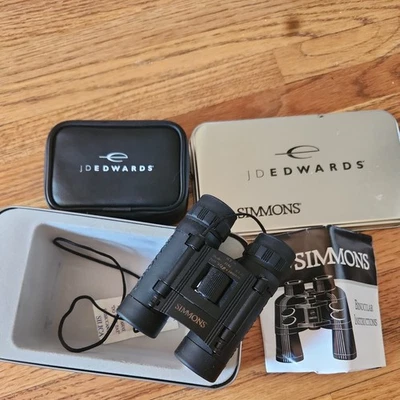 Simmons 1156 8x21 compact Binoculars with original case, tin & instructions. - Image 1 of 4