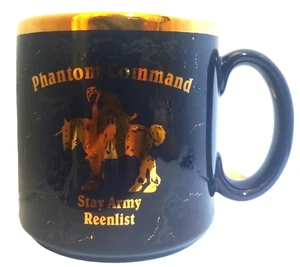 Phantom Command Stay Army Reenlist Blue Gold Rare Coffee Mug Made In England - Picture 1 of 3
