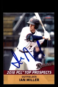 Signed Baseball Card Auto Ian Miller 2018 Pacific Coast League Top Prospects - Picture 1 of 2