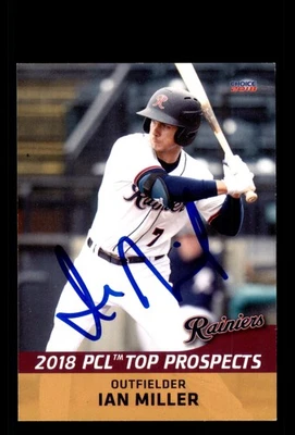 Signed Baseball Card Auto Ian Miller 2018 Pacific Coast League Top Prospects - Image 1 of 2