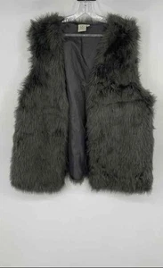 Daisy Fuentes Womens Gray Fur Open Front Sleeveless Classic Vest Size 2X - Picture 1 of 6