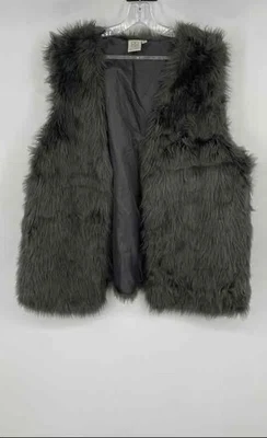 Daisy Fuentes Womens Gray Fur Open Front Sleeveless Classic Vest Size 2X - Image 1 of 4