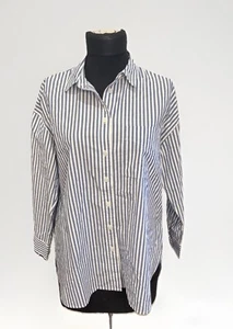 Madewell Oversized Shirt Women XS Signature Poplin Blue Stripe Cotton LS - Picture 1 of 11
