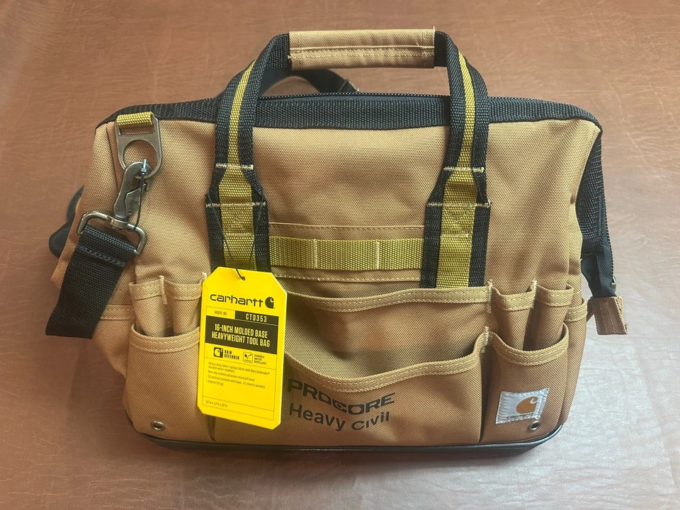 Nova Bolsa de Ferramentas Carhartt Legacy 16 Polegadas com Base Moldada, Repelente de Água Marrom - Imagem 1 de 4