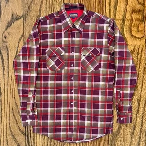 Camisa abotonada vintage años 70 Woodland franela a cuadros mezcla de rayón  - Imagen 1 de 4