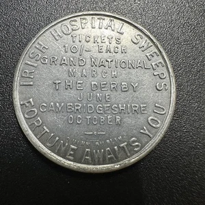 Irish Hospital Sweeps 1940s  Your Wish Will Be Granted Aluminum Scarce Token - Picture 1 of 2