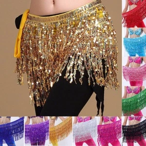 UK Bauchtanz Hip Schal Gürtel Pailletten Quaste Fransen Halstuch Rock Festival Kleidung - Bild 1 von 19