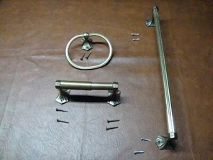 Vintage Bathroom Set Towel Bar, 2 Ring hand towel holders, toilet paper holder - Picture 1 of 13
