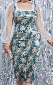 Edles Abendkleid, 4/5lang, Samt Chiffon Spitze, Stretch, 44/46 (48) neu - Bild 1 von 17