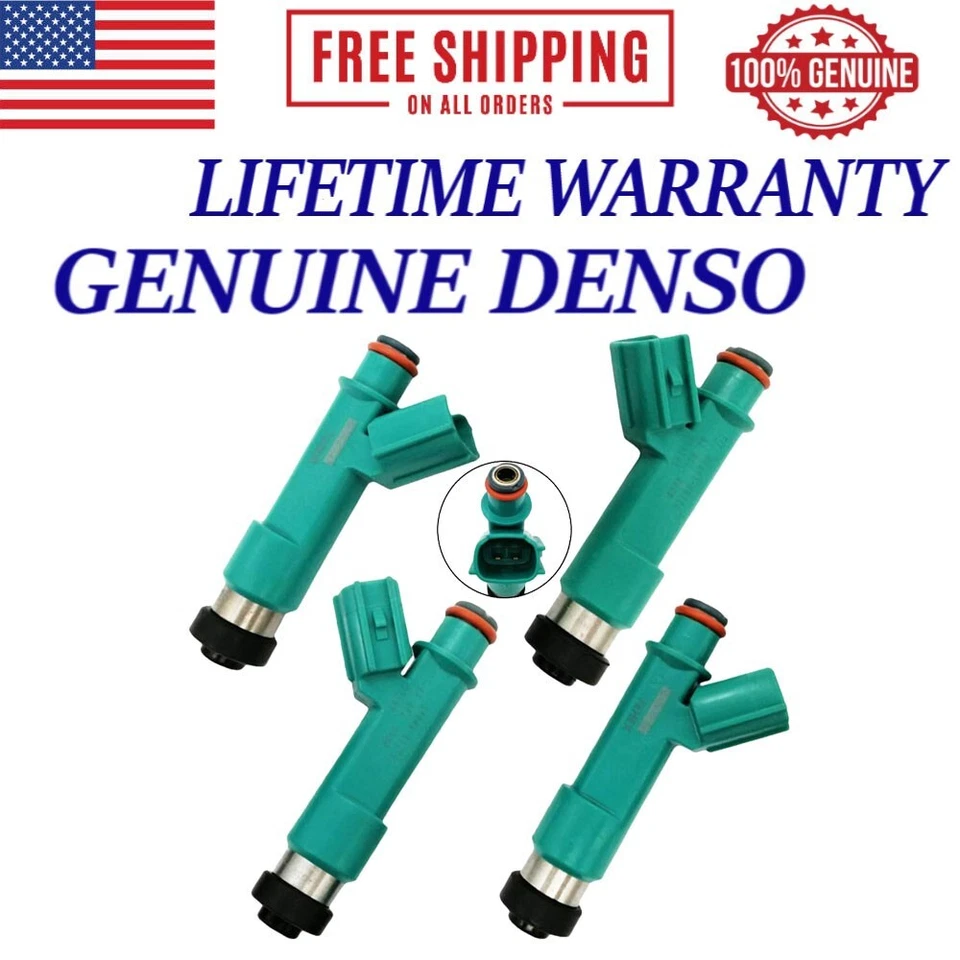 4 оригинальные топливные форсунки Denso 2005 2006 2007 2008 2009 2010 Scion TC 2,4 л I4 - Изображение 1 из 4