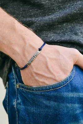 Shema Israel bracelet for men blue string custom size mens Hebrew Jewish jewelry - Image 1 of 4