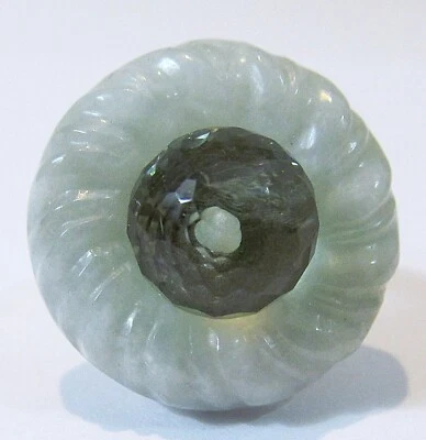 HSN Jade of Yesteryear Jade & Prasiolite Cable Frame Sterling Silver Ring size 7 - Image 1 of 4