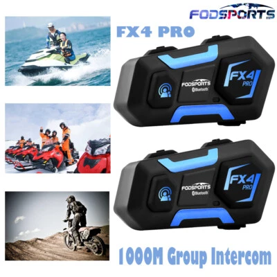 Motorrad Headset Gegensprechanlage Helm Bluetooth Intercom FM FODSPORTS FX4 DE - Bild 1 von 4