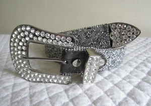 NIP ARIAT Genuine Leather Rhinestone Sparkle Bling Buckle & Belt – Large - Picture 1 of 10
