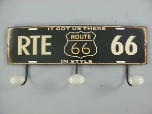 9977702-d Hakenleiste Garderobe Metall Route 66 Vintage 15x37cm - Bild 1 von 1