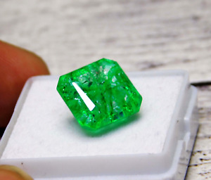 Natural 7.30 Ct Zambian Emerald Certified Emerald Shape Loose Gemstone