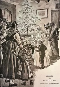 Christkindel Hans Trapp Christmas Lady Lithograph Print French Antique - Picture 1 of 4