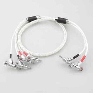 HiFi 8AG 16 Strand Silver Plated OCC Biwire Speaker Cable with 2 to 4banana Plug - Picture 1 of 20