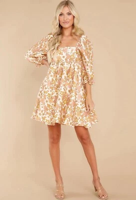 Judith March Black Midi Floral Dress Large W Bell Sleeves - Image 1 of 4