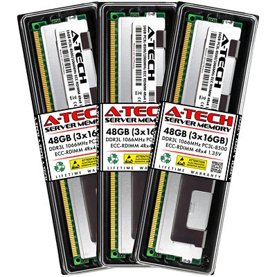 48GB 3x16GB 4Rx4 PC3L-8500R HP ProLiant DL360 G7 DL380 G7 Memory RAM - Image 1 of 3