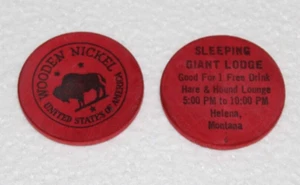 LOTE DE 2 ROJOS Búfalo Madera Níquel (Sleeping Giant Lodge) Helena MT - Imagen 1 de 5