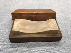 Vintage Razor Hone / Sharpening Stone Natural ? 4” x 1-1/2” x 1” w / Wood Holder - Picture 1 of 20