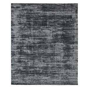 8'3"x10' Black with Ivory, Modern Design Hand Loomed Wool and Silk Rug R10268 - Picture 1 of 11