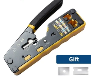 RJ45 Crimp Tool Pass Through Crimper Cutter for Cat6 Cat5 Cat5e 8P8C Module - Picture 1 of 24