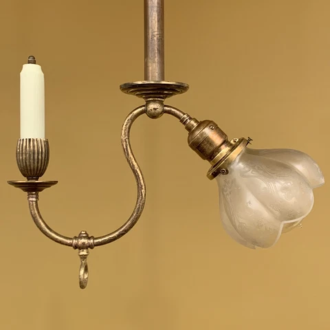 Vintage Antique 1900 Gas Electric Art Nouveau Pendant Restored! Cover