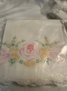 Pair Of Hand Embroidered Floral Pillow Covers. Never Been Used - Picture 1 of 1