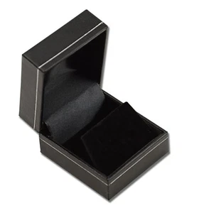 10 x Luxury Jet Leatherette Stud or Short Drop Earring Boxes with Silver Trim - Picture 1 of 2