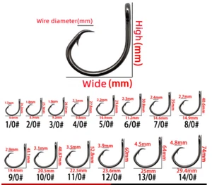 20Pcs Fishing Tuna Circle Hooks Series Stainless Steel Big Game Saltwater Hook - Picture 1 of 33