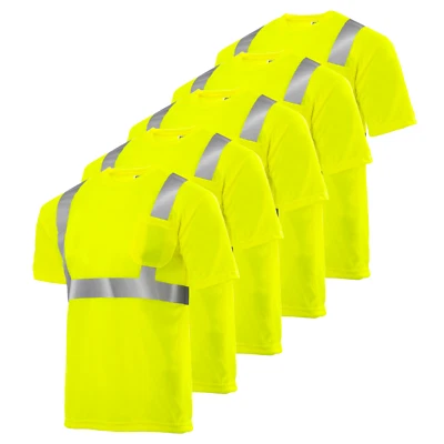 Pacote com 5 camisetas Hi Vis ANSI classe II segurança reflexiva cal manga curta - Imagem 1 de 4