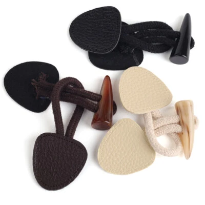 5 Pairs Horn Toggle Buttons Coat Sew Fastener Knitwear Jacket Duffle Craft Retro - Image 1 of 4