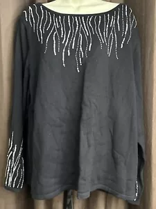 Blaine Trump Black Long Sleeve Embellished New W/ Tags QVC - Picture 1 of 10
