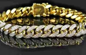 10k Gold Plated Bracelet Free Shipping !! Cuban Link For Men's Gift Jewelry 8MM - Picture 1 of 11