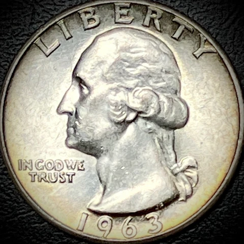 1963 Washington Quarter - Toned Unc - 90% Silver 25C Cover