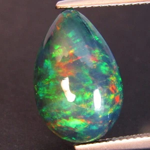 5.27Cts Glowing Natural Ethiopian Color Play Black Opal Cabochon Pear Shape Gem - Picture 1 of 6