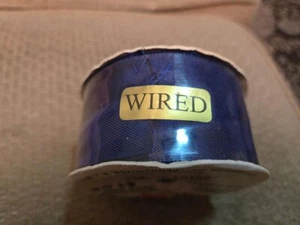 3 yds. SOLID BLUE WIRE EDGE RIBBON 1.5" WIDE - Picture 1 of 3