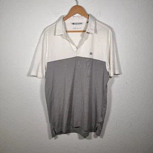 Travis Mathew Poloshirt Herren Large weiß grau gestreift Kurzarm Golf Erwachsene - Bild 1 von 11