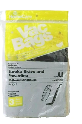 Eureka Bravo and Powerline Style U No. 3045 VIP 2030 Vacuum Bags - 3 Bags - Image 1 of 2
