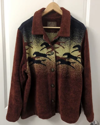 Chaqueta De Colección RoughRider by Circle T Southwestern XL Botón Polar Caballos Foto 1 de 4