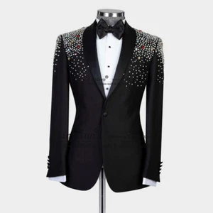 Diseñador Esmoquin Bordado Joyería Hombre Hombres Trajes Chal Solapa Boda Fiesta - Imagen 1 de 8