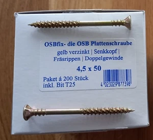 11€/100St.OSBfix OSB-Plattenschrauben Fräsrippe Doppelgewinde Schraube 4,5x50mm - Bild 1 von 2