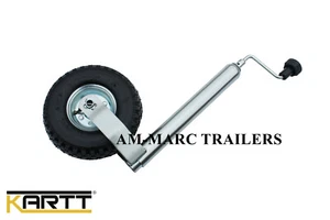 Pneumatic Jockey Wheel 48mm Heavy Duty Caravan Trailer Boat Horsebox - Picture 1 of 4