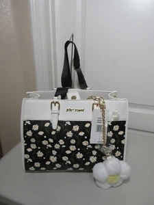 BOLSO TOTE BETSY JOHNSON BECA MARGARITAS NEGRO/BLANCO NUEVO CON ETIQUETAS - Imagen 1 de 12