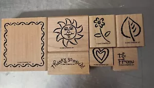 Stampin Up gerahmter Spaß - 2000er Set 7er Holz montiert Gummistempel - Bild 1 von 4